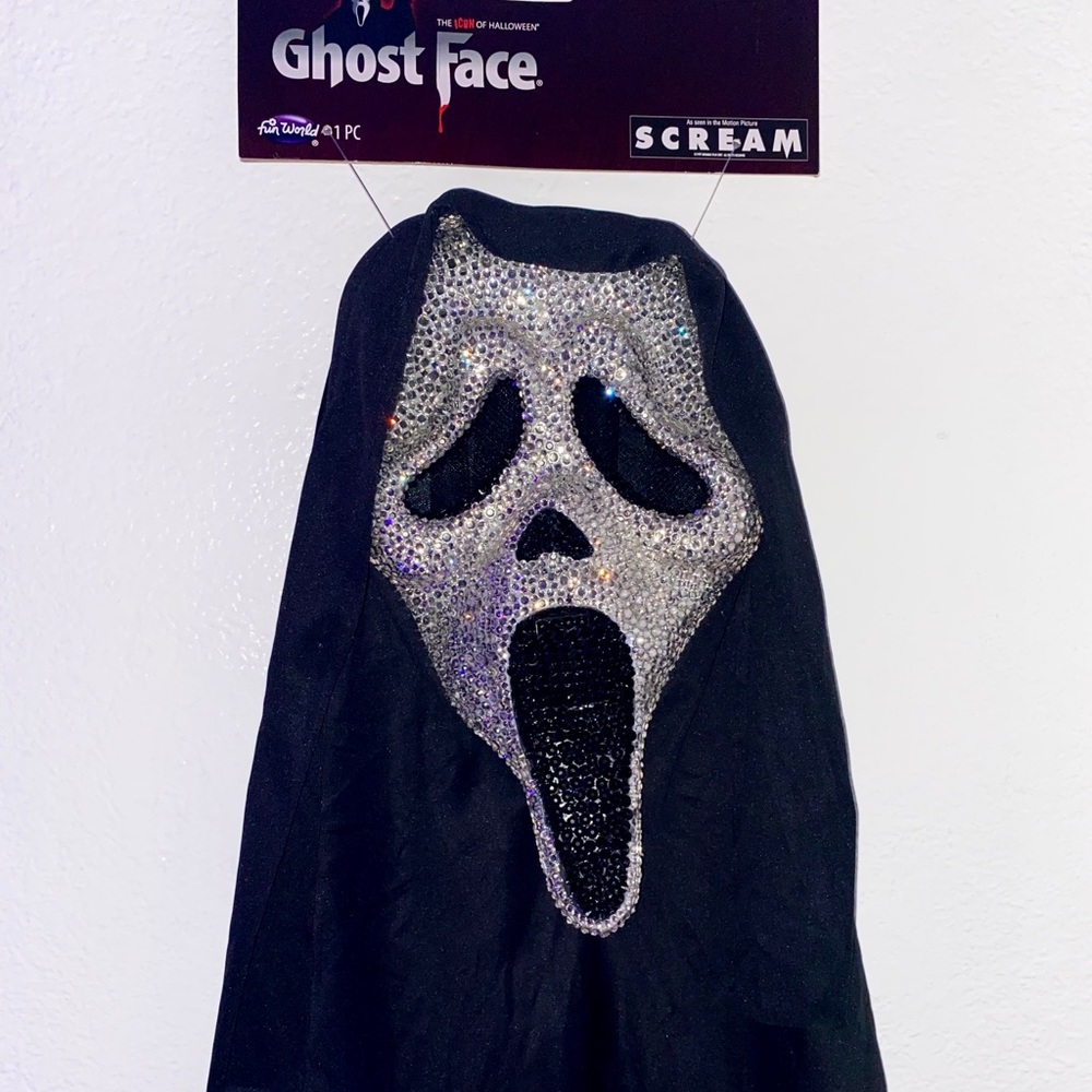 Custom Handmade Bedazzled Ghost Face Mask
